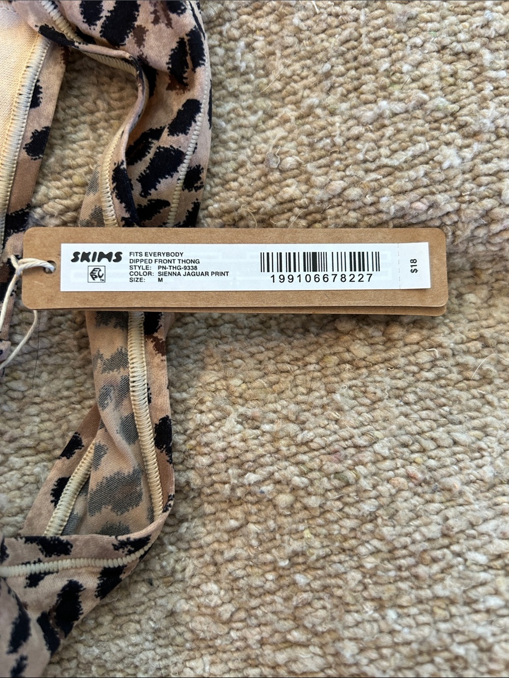 SKIMS Leopard Print - Tan/Black Fits Everybody Dipped Front Thong - Picture 4 of 4